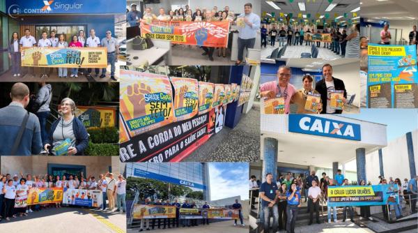 Dia Nacional de Luta mobiliza empregados da Caixa contra o teto do Saúde Caixa