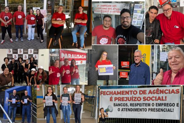 Alta adesão marca paralisação e dá recado à Fenaban na base da FETEC/SP